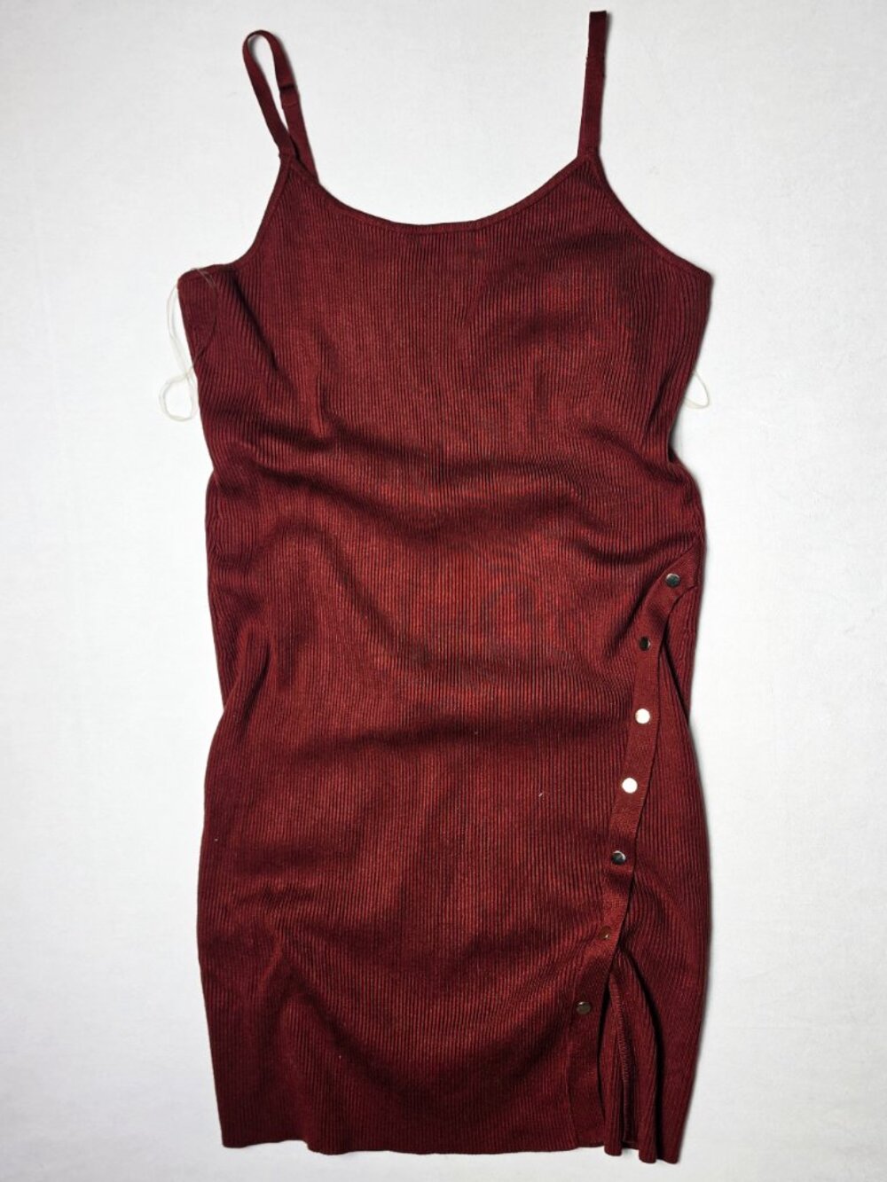 3x Haute Fox Brown ruched side button mini bodycon dress camisole